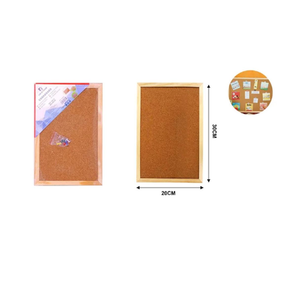 GENERICO - Tablero De Corcho Con Borde Madera 20X30 Cm Organizador