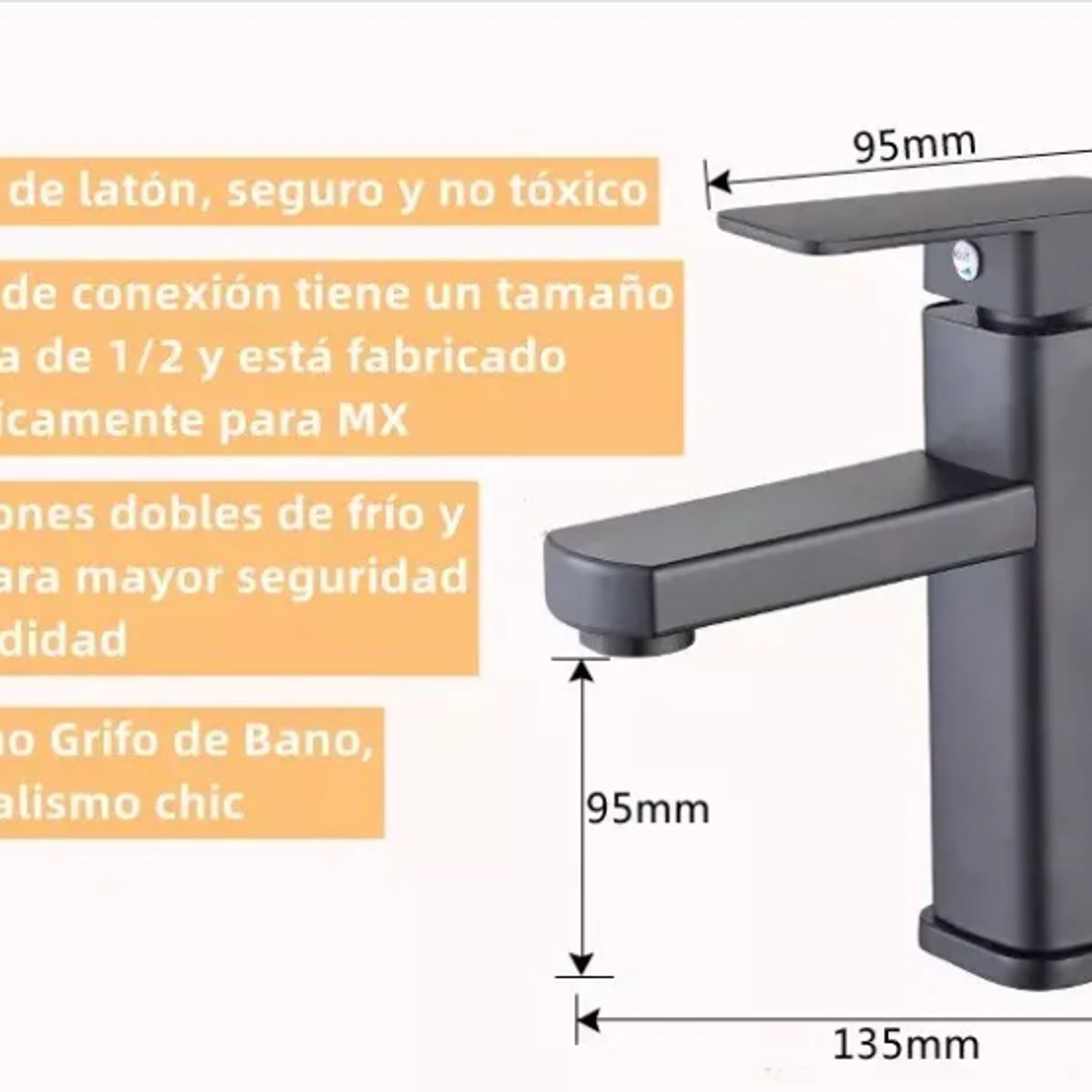 GENERICO - Grifo Monomando Mezclador Inoxidable Para Fregadero De Baño