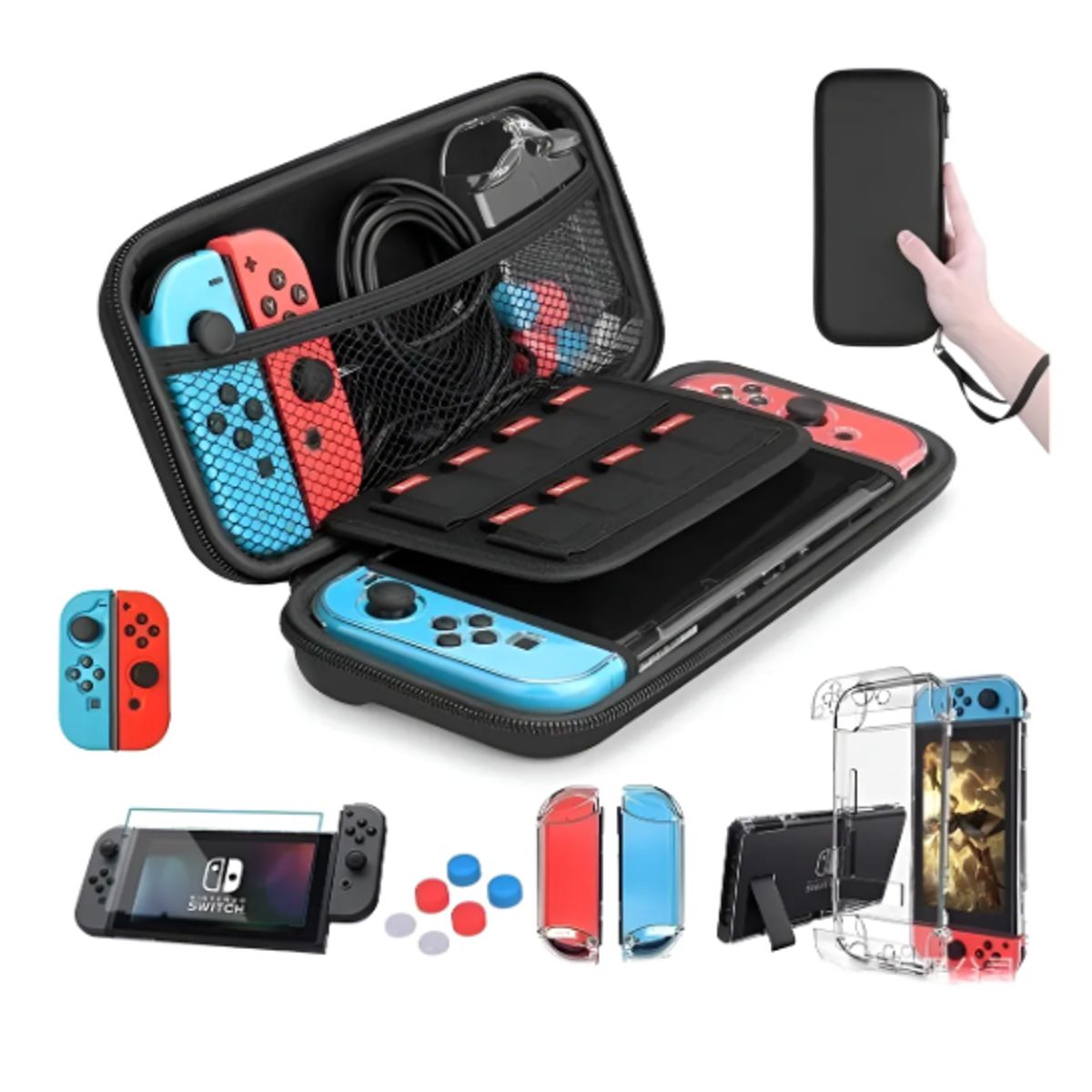 GENERICO - Funda Protector Para Nintendo Switch Normal Pack 17 En 1