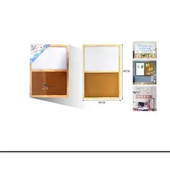 GENERICO - Pizarra Blanca Mixta Con Corcho Borde Madera 30X40 Cm