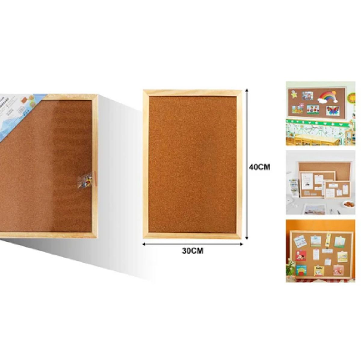 GENERICO - Tablero De Corcho Con Borde Madera 30X40 Cm Organizador