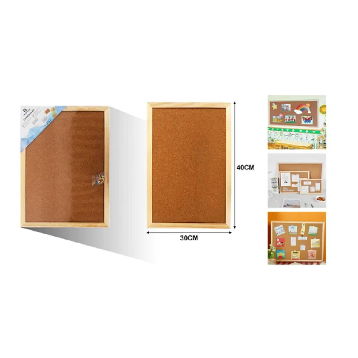 GENERICO - Tablero De Corcho Con Borde Madera 30X40 Cm Organizador