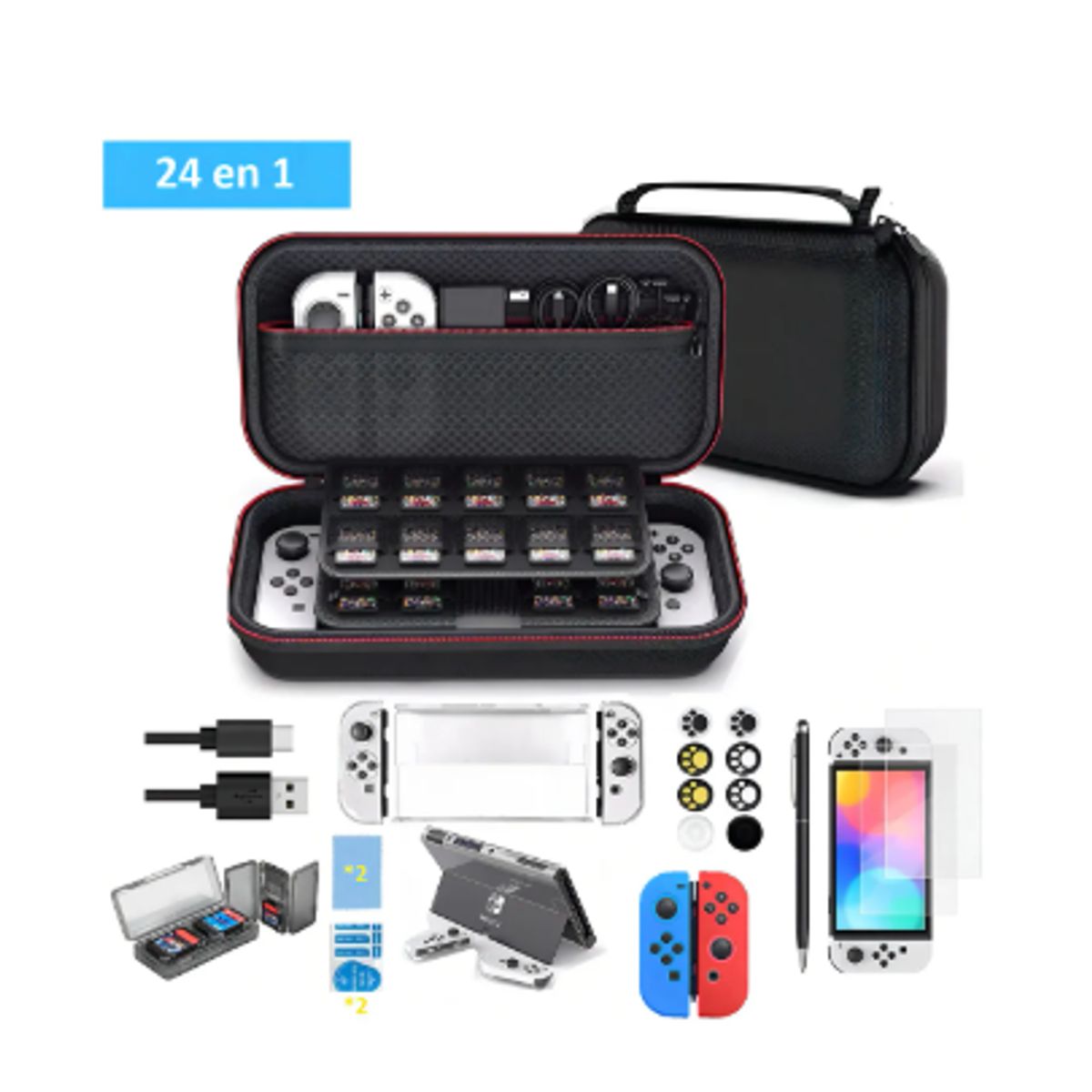GENERICO - Estuche 24 en 1 para Nintendo Switch Oled Con Lápiz Capacitivo