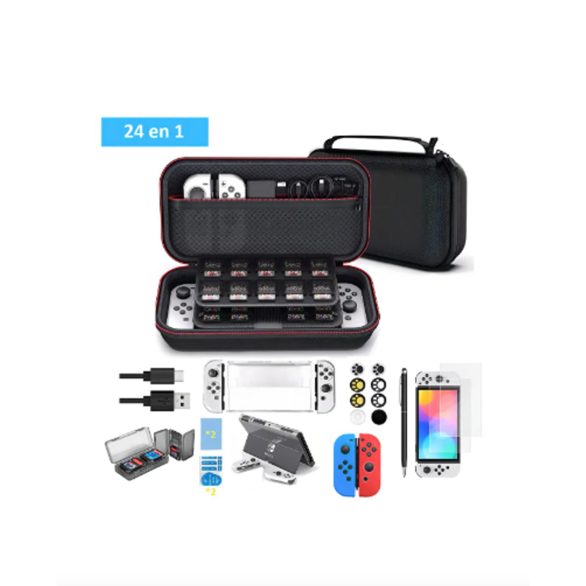 GENERICO - Estuche 24 en 1 para Nintendo Switch Oled Con Lápiz Capacitivo