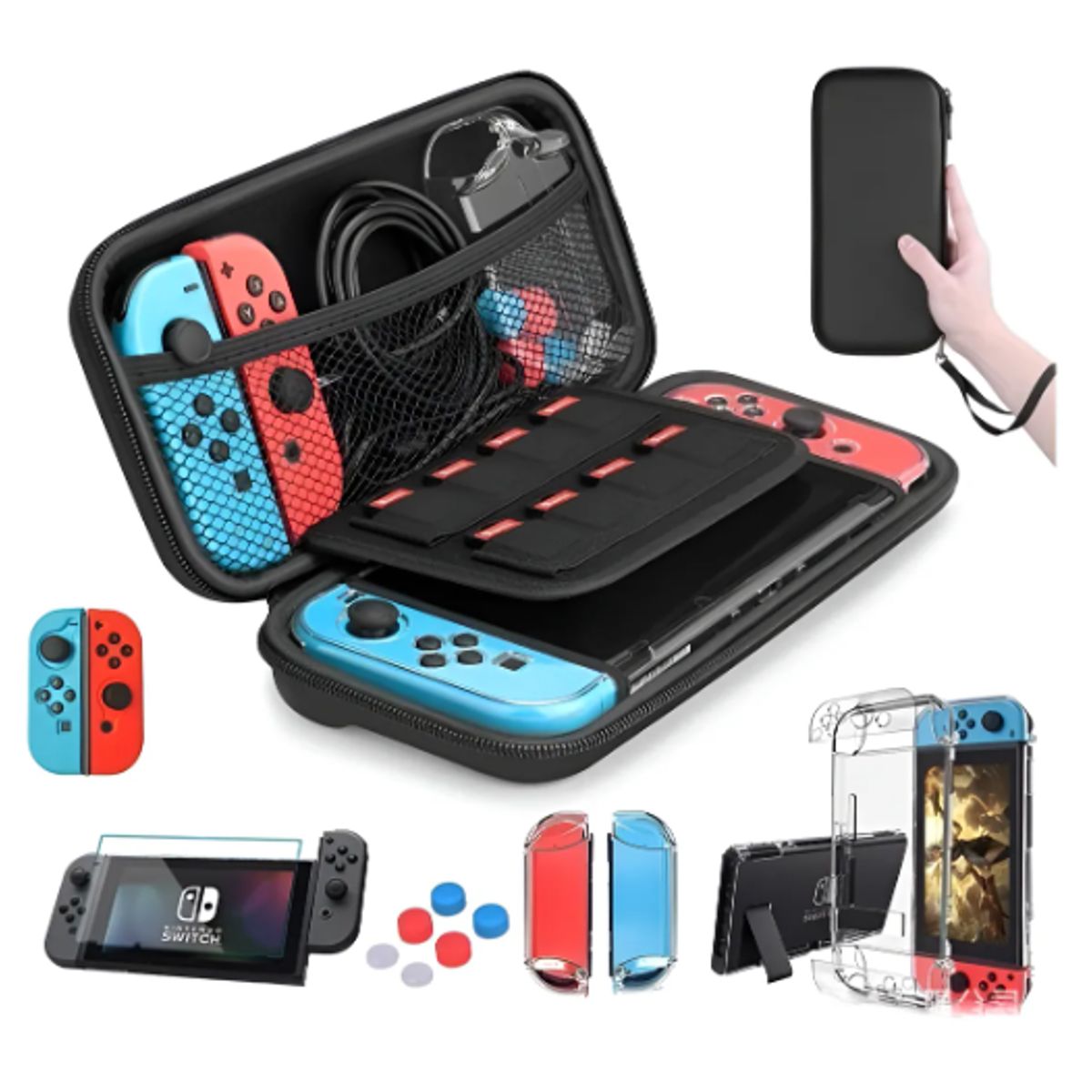 GENERICO - Estuche Protector Para Nintendo Switch Normal Pack 17 En 1