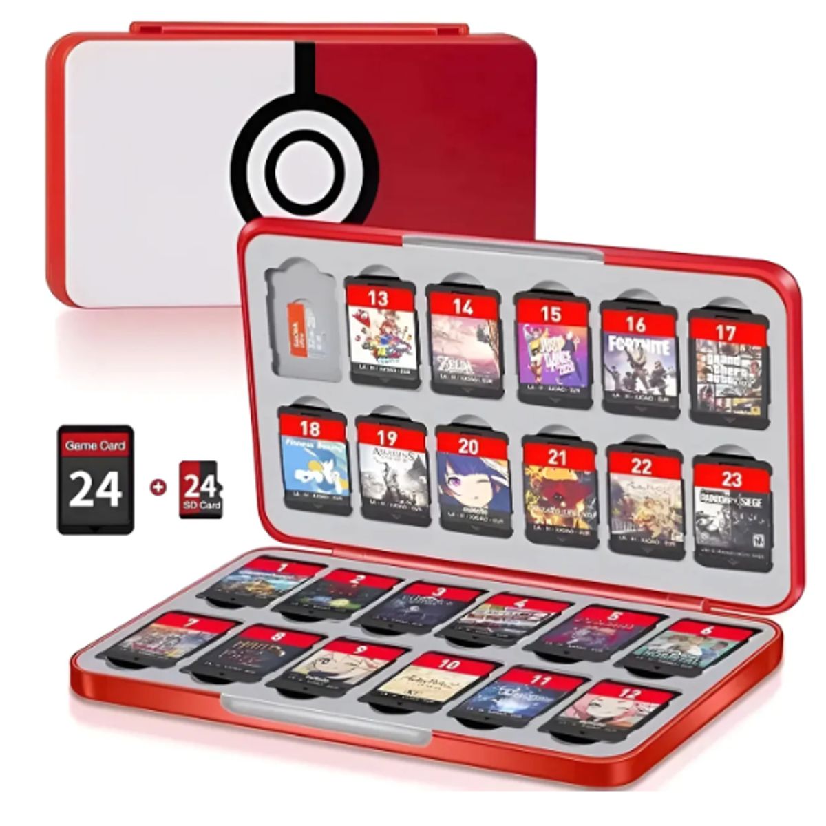 GENERICO - Caja Estuche 24 Juegos Nintendo Switch Pokedex