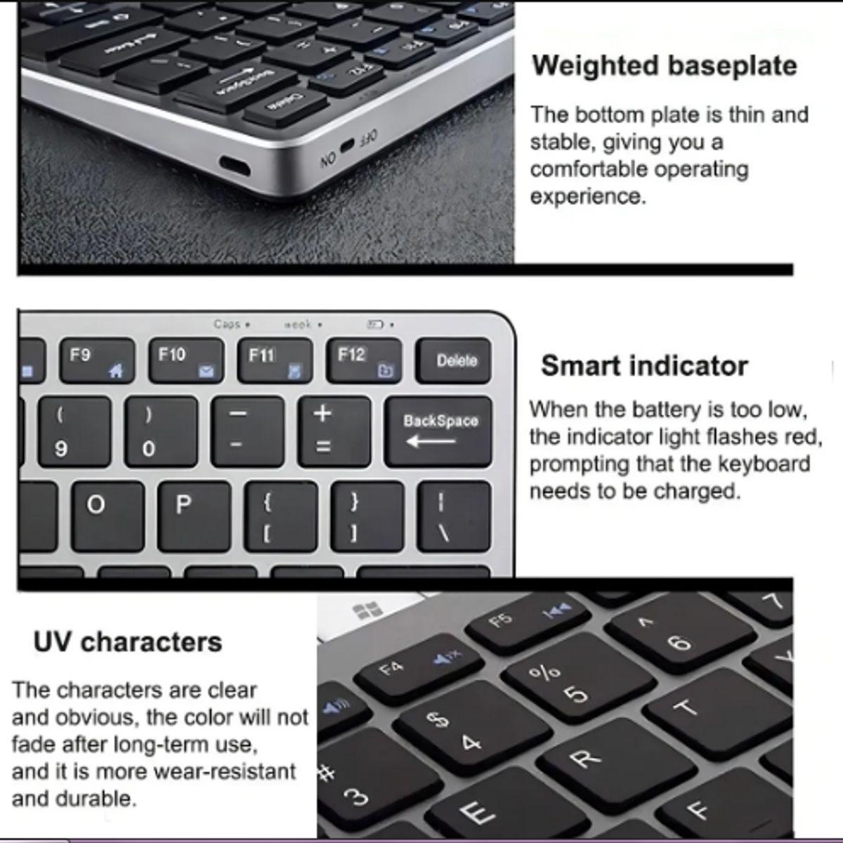 GENERICO - Teclado Inalámbrico Bluetooth Recargable Weibo Wb-8055