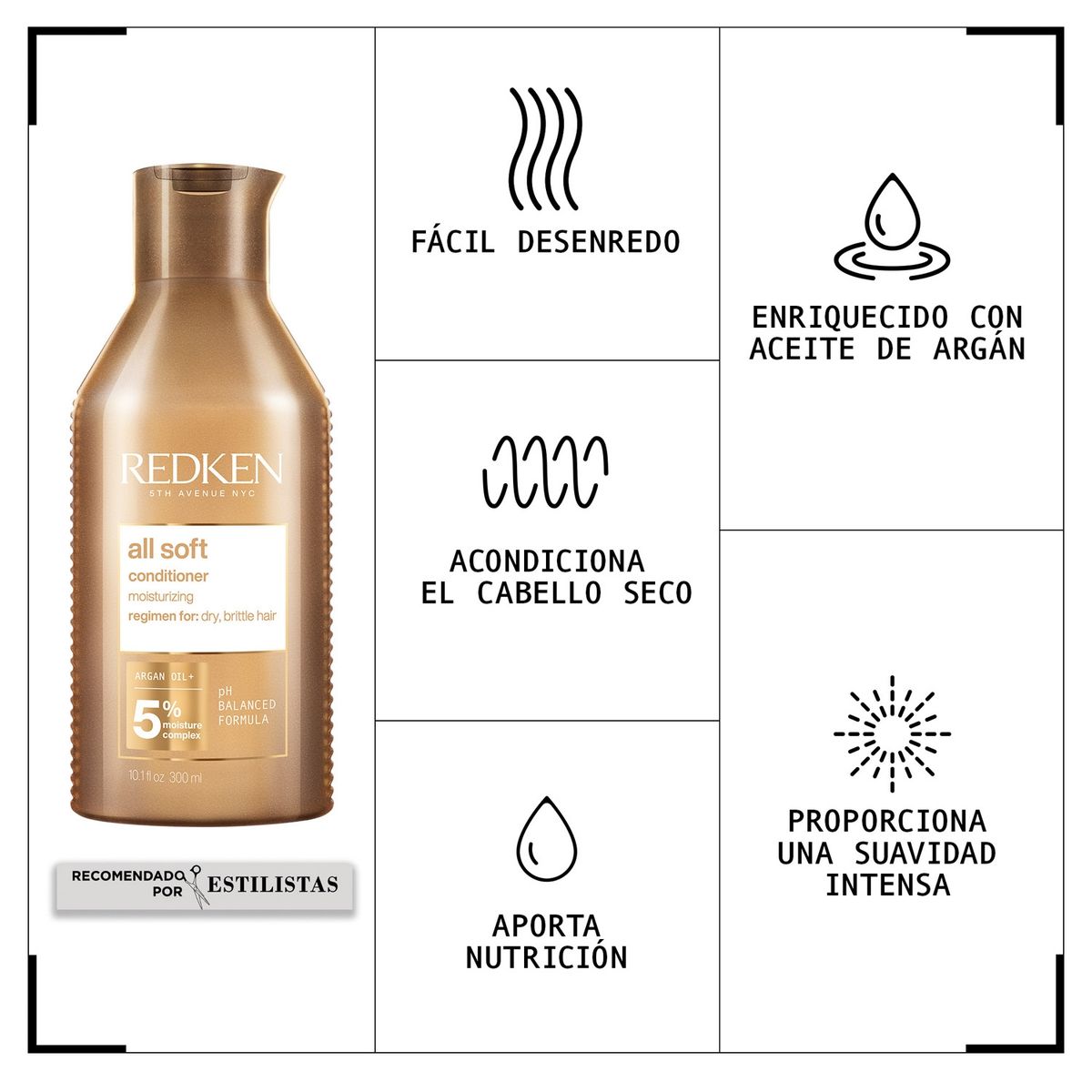 REDKEN - Acondicionador Hidratante Cabello Seco All Soft 300 Ml Redken