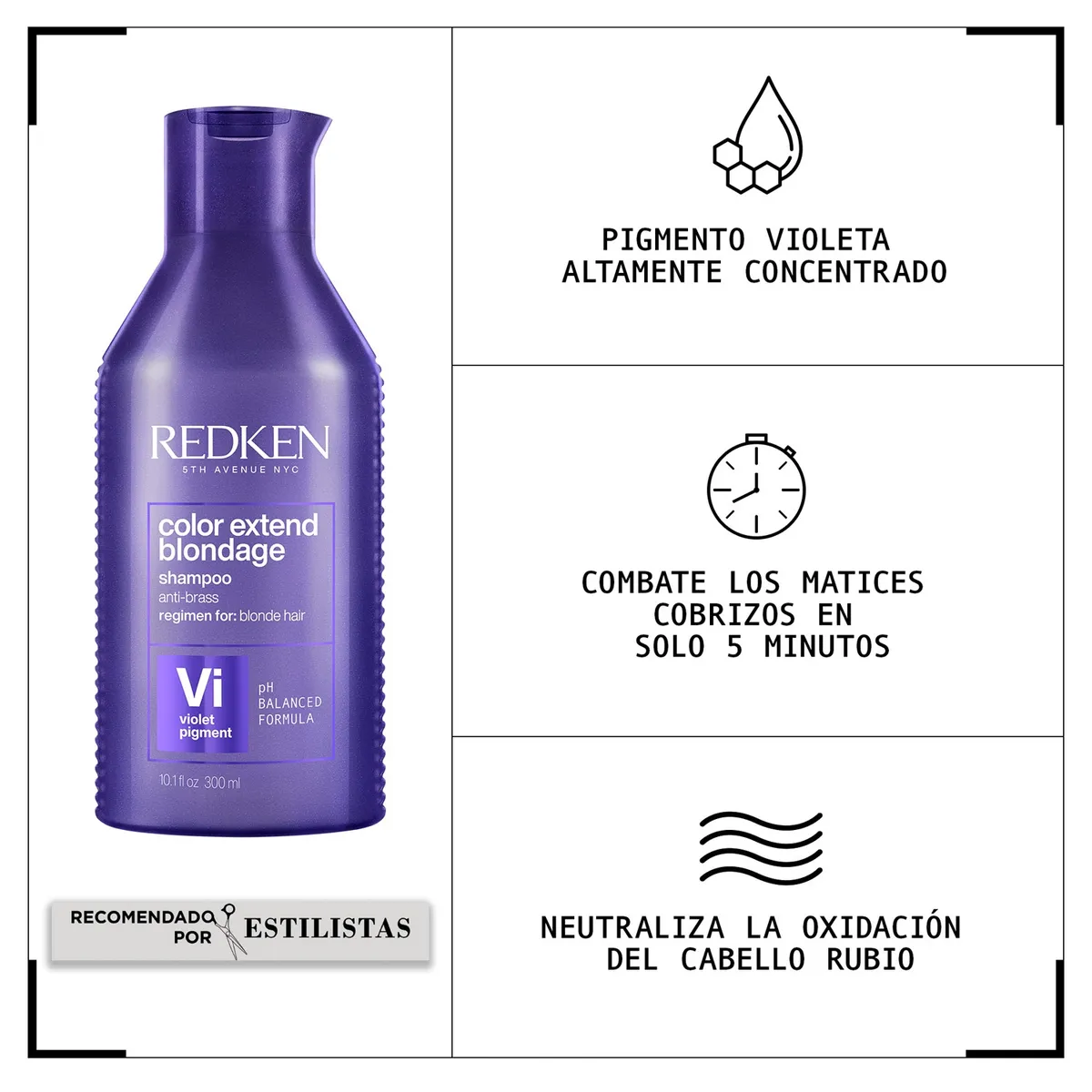 REDKEN - Shampoo Matizador Cabello Rubio Color Extend Blondage 300ml Redken