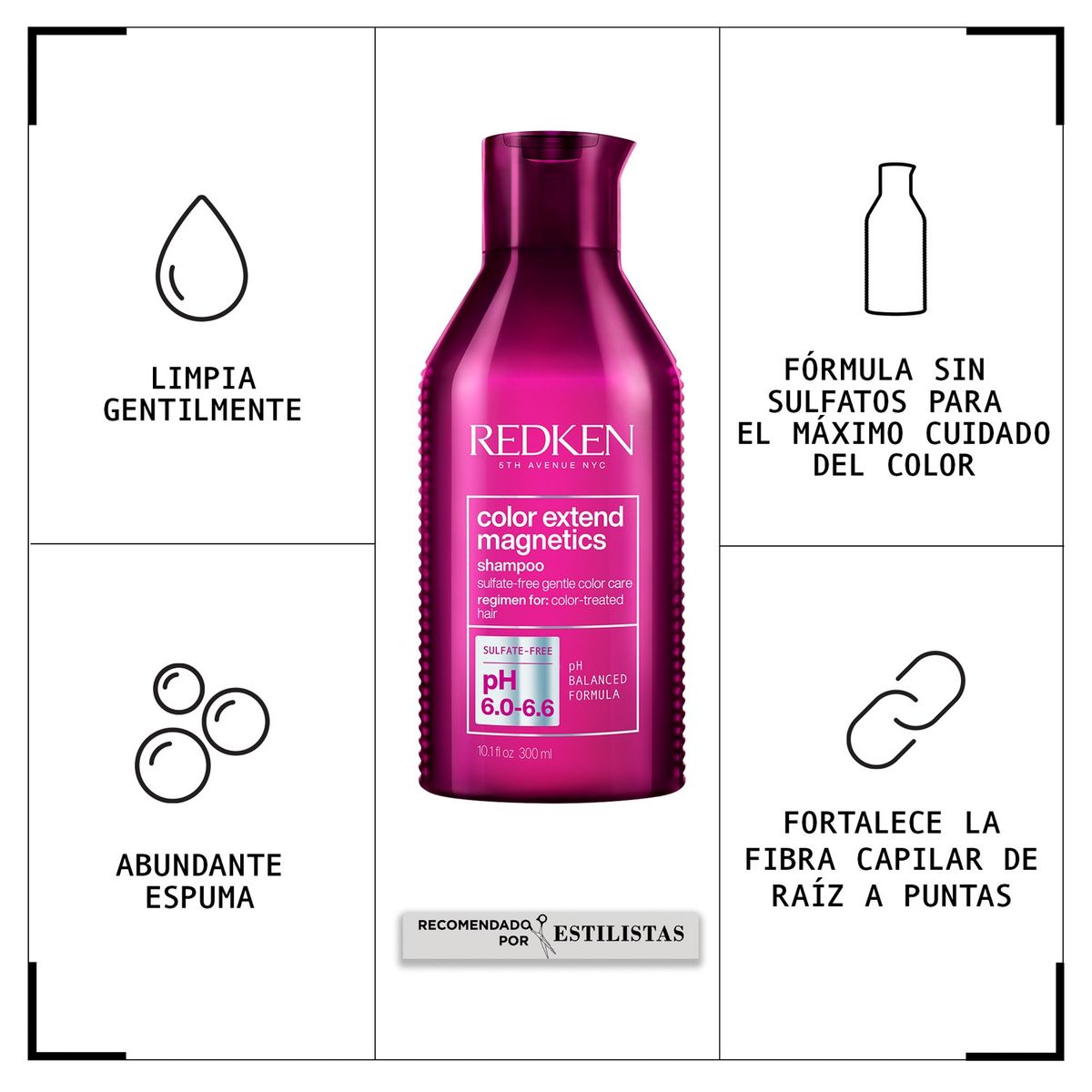 REDKEN - Shampoo sin Sulfatos Color Extend Magnetics Cabello con Color 300ml Redken