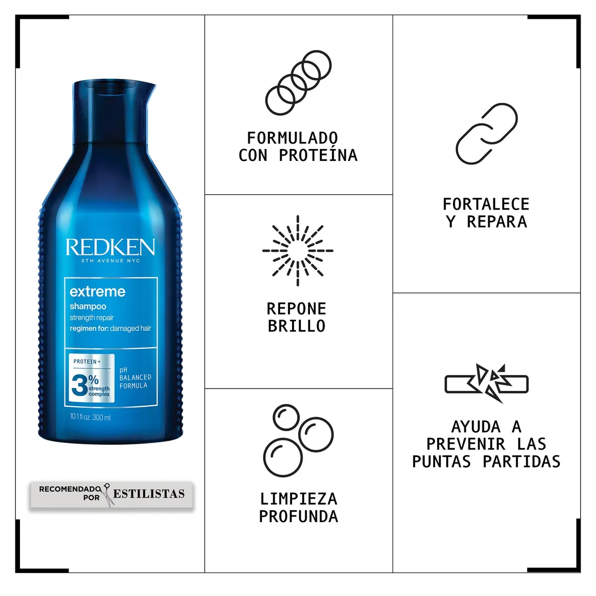 REDKEN - Shampoo Reparación Cabello Dañado Extreme 300ml Redken