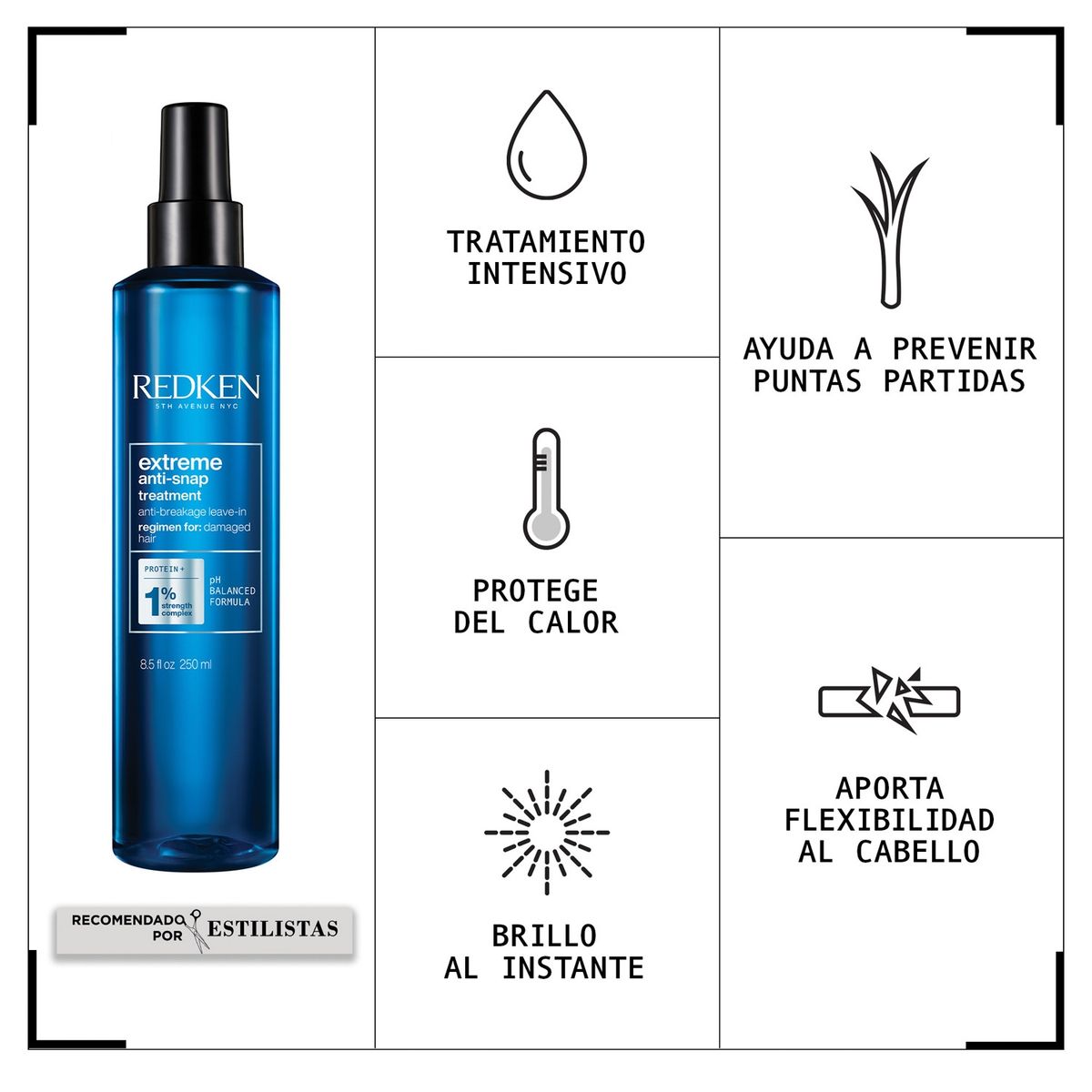 REDKEN - Tratamiento Leave-In Anti quiebre Reparación Cabello Dañado Anti-Snap Extreme 240ml Redken