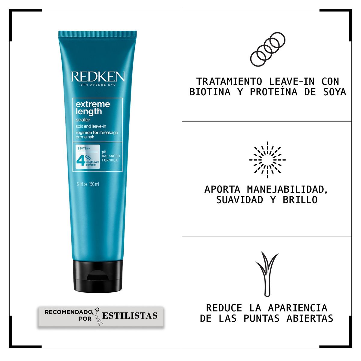 REDKEN - Tratamiento Leave-In Fortalecedor de Largos Cabello Quebradizo Sealer Extreme Length 150ml Redken