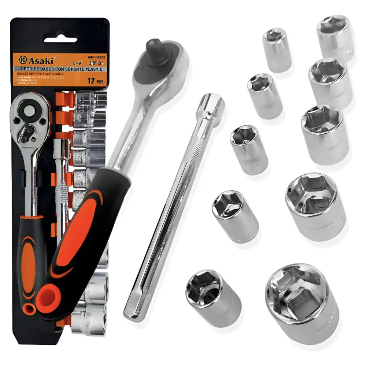 MOMO - Set Caja Juego Herramienta Dados 12 Piezas Acero Carbono 1/2