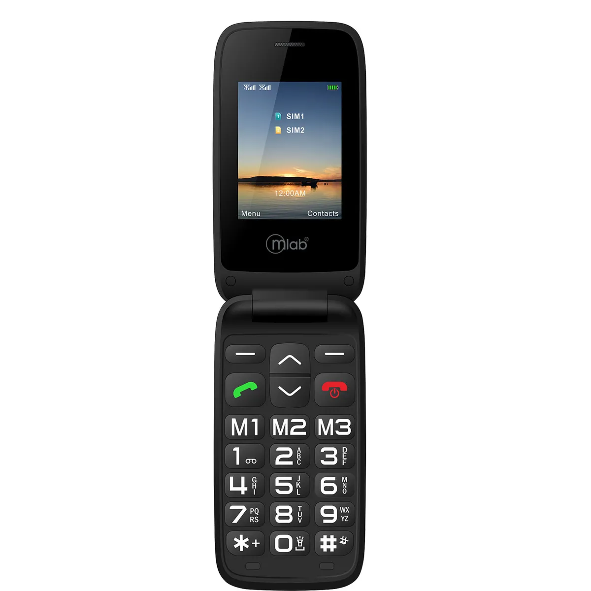MLAB - Telefono Senior Tipo Almeja 4G Negro MLAB