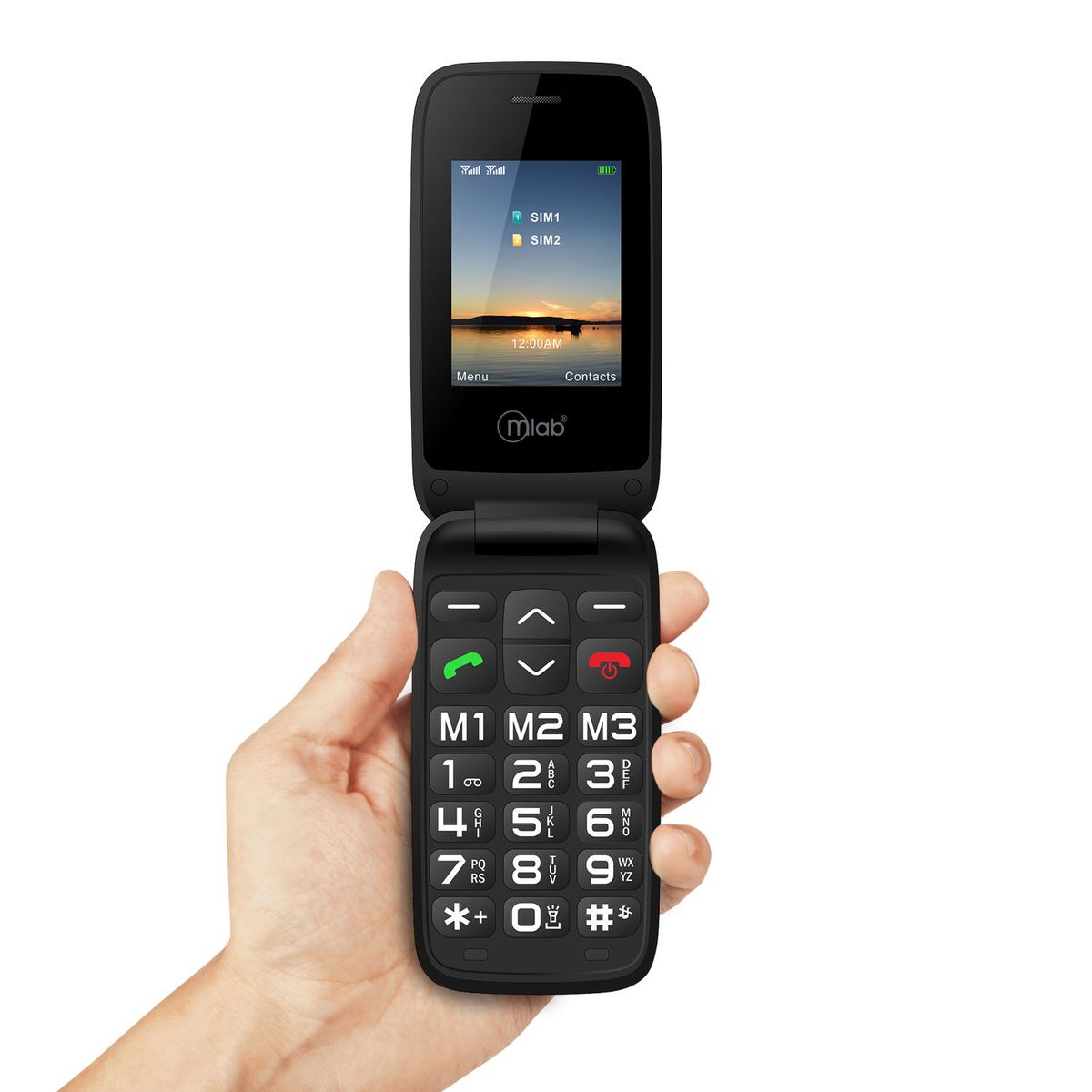 MLAB - Telefono Senior Tipo Almeja 4G Negro MLAB