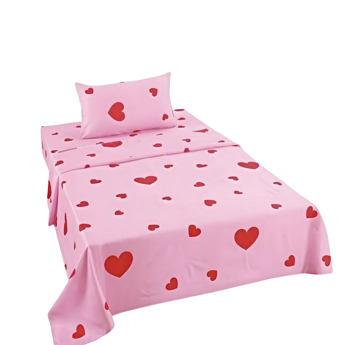 GENERICO - JUEGO DE SABANAS INFANTIL 210 HILOS PLAZA Y MEDIA CORAZON