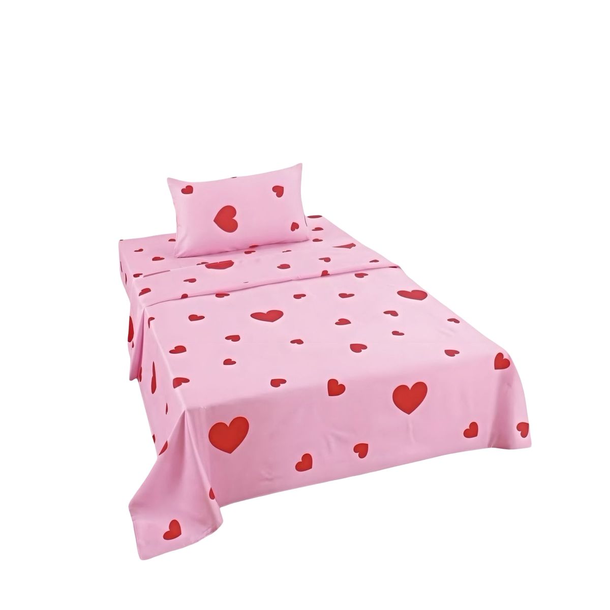 GENERICO - JUEGO DE SABANAS INFANTIL 210 HILOS PLAZA Y MEDIA CORAZON