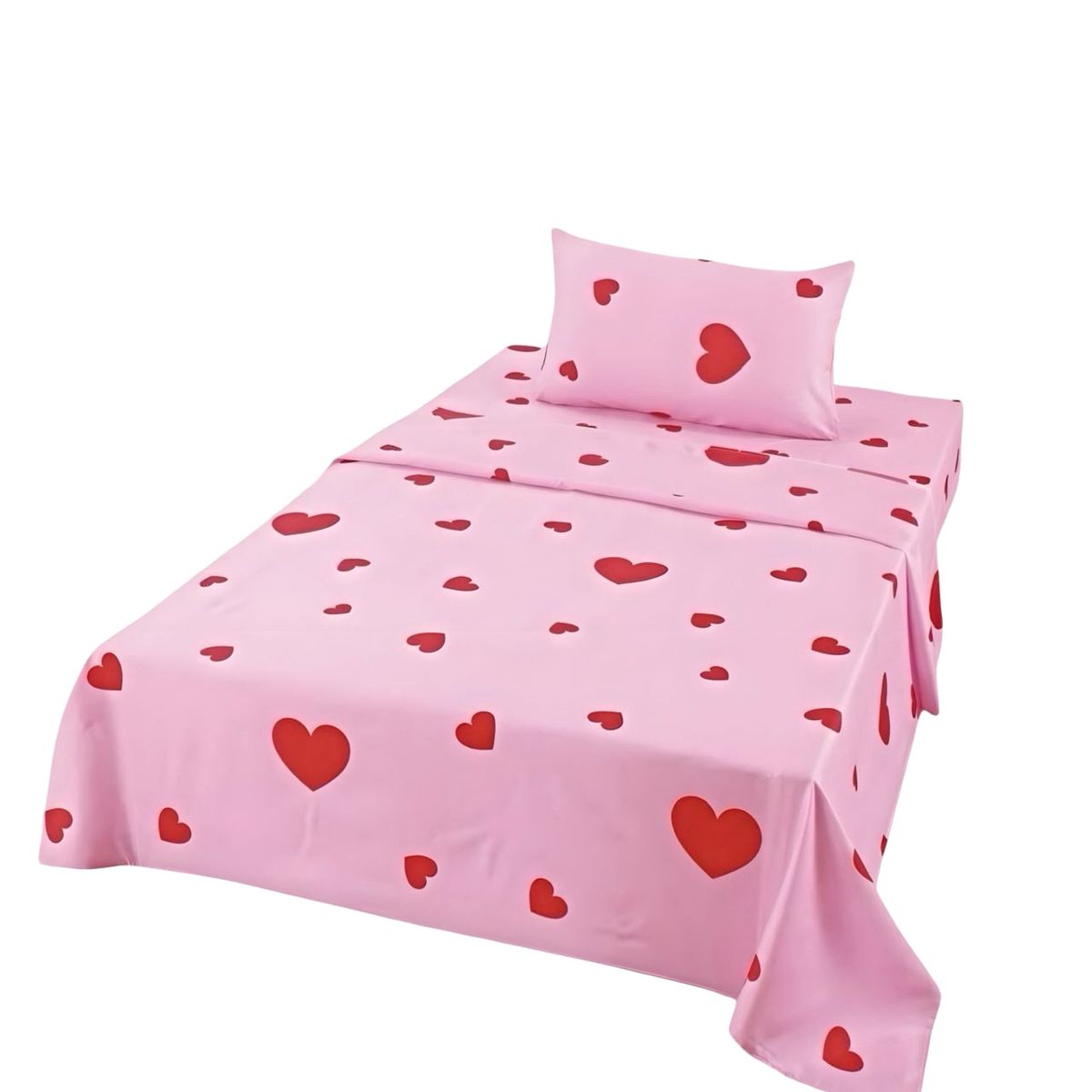 GENERICO - JUEGO DE SABANAS INFANTIL 210 HILOS PLAZA Y MEDIA CORAZON