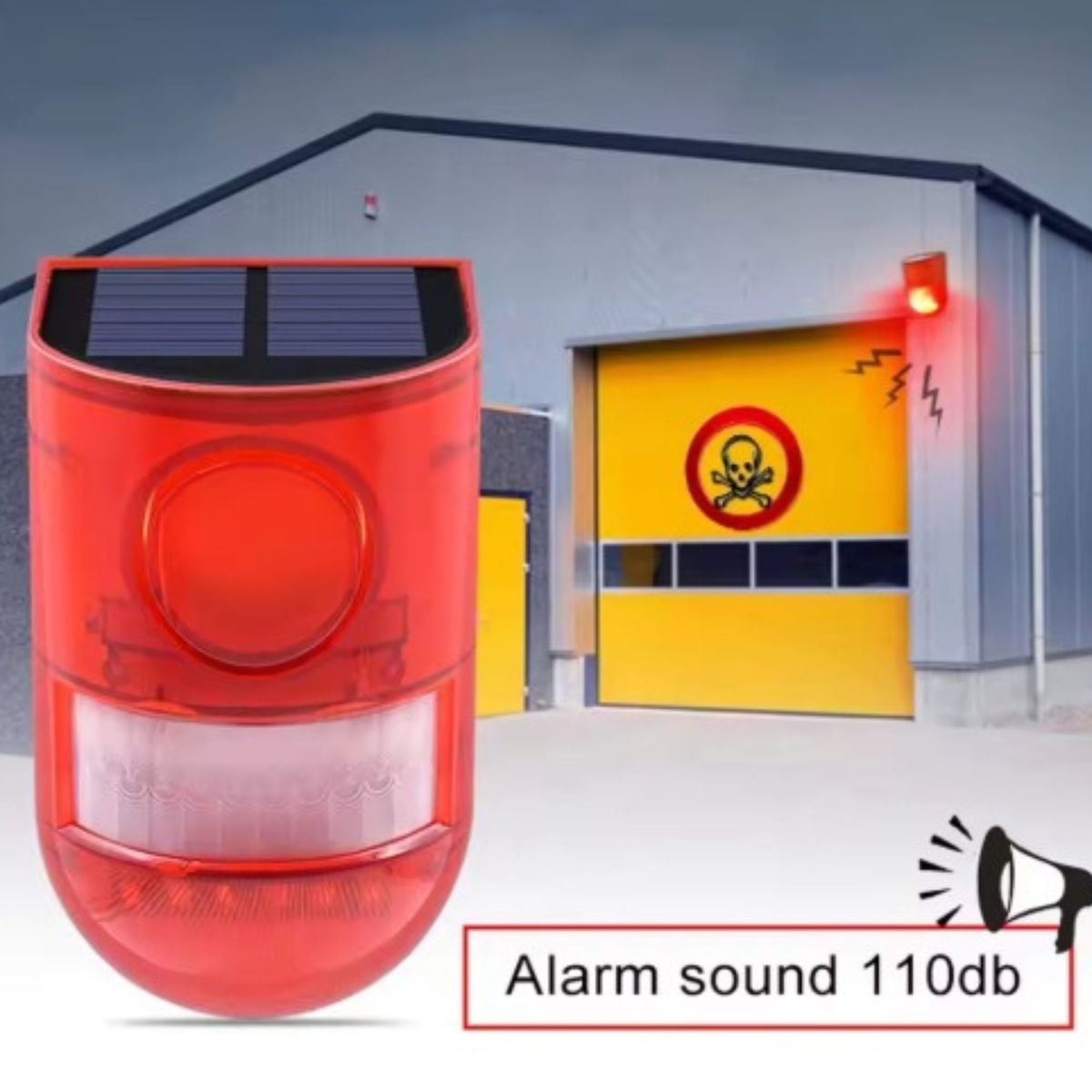 GENERICO - Alarma Solar con Sensor de Movimiento 129 dB Impermeable
