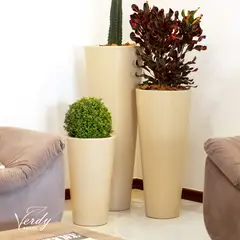 GENERICO - MACETERO BEIGE ALCANTARA 50CM ALTO