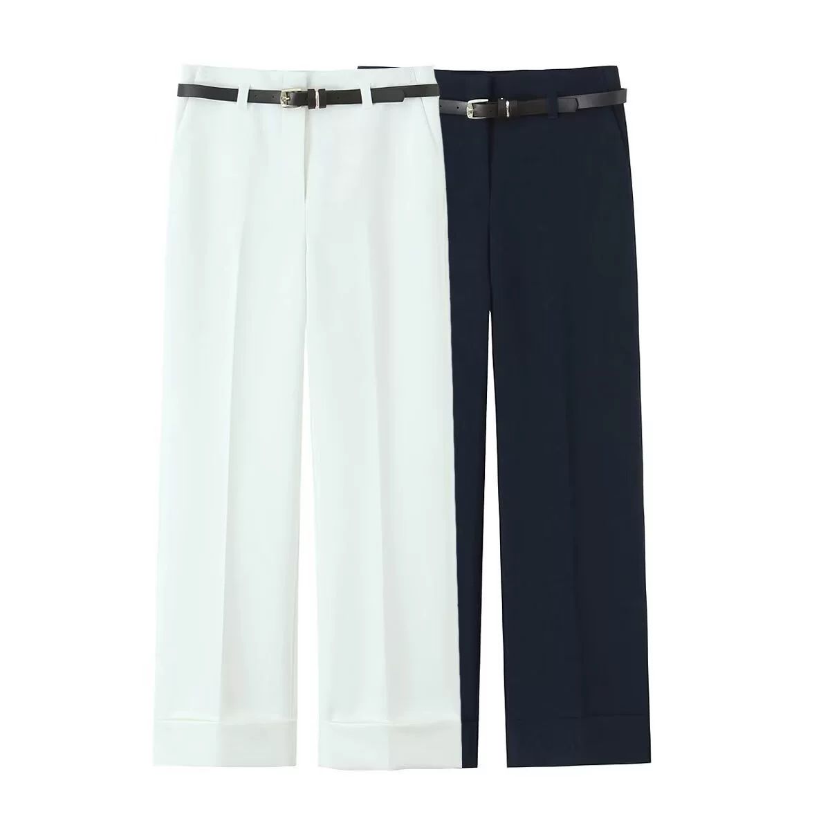 VELVET - Pantalon Recto Cinturon Velia Azul Marino