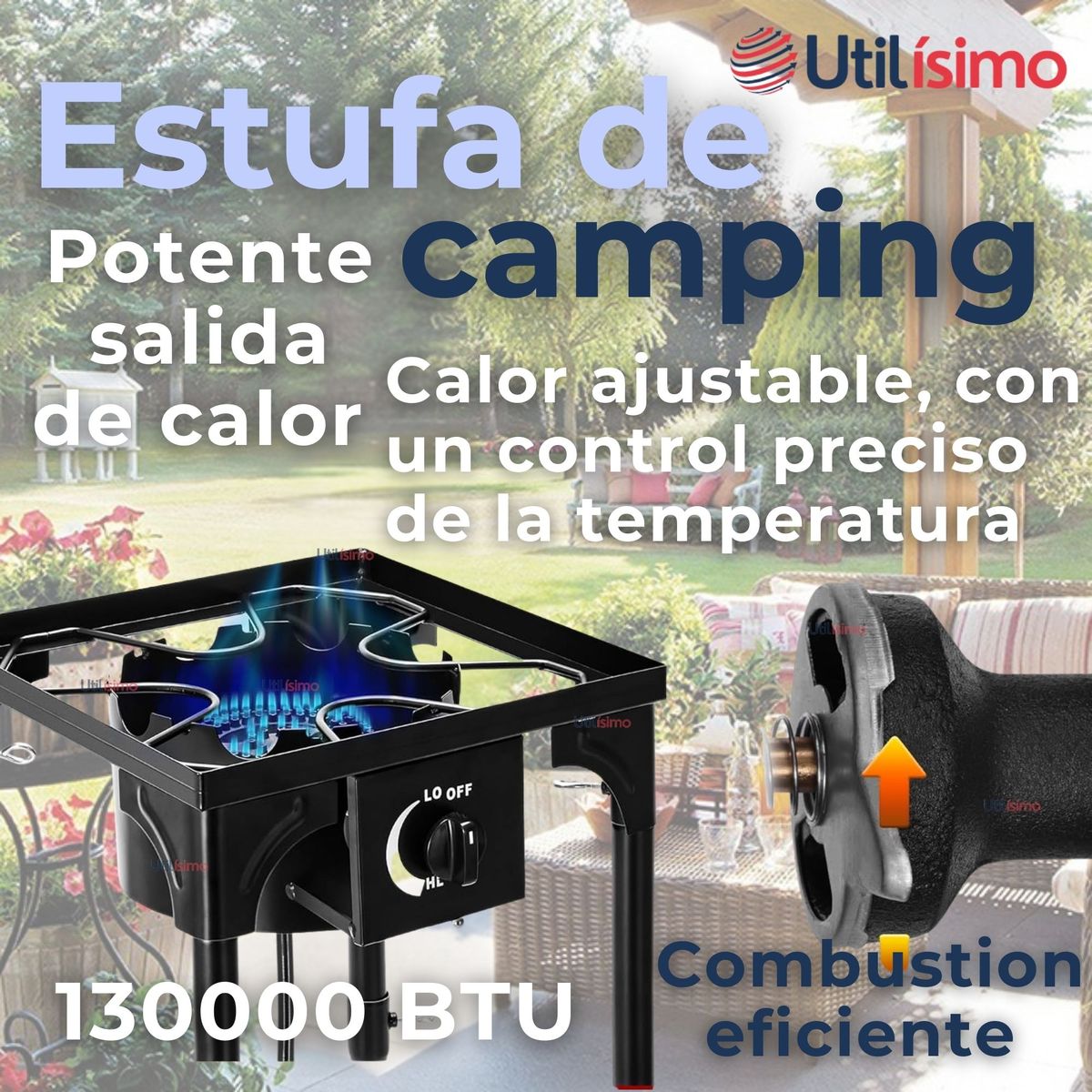 LINE - Estufa Fogón 1 Plato Rústica Camping + Kit De Instalación
