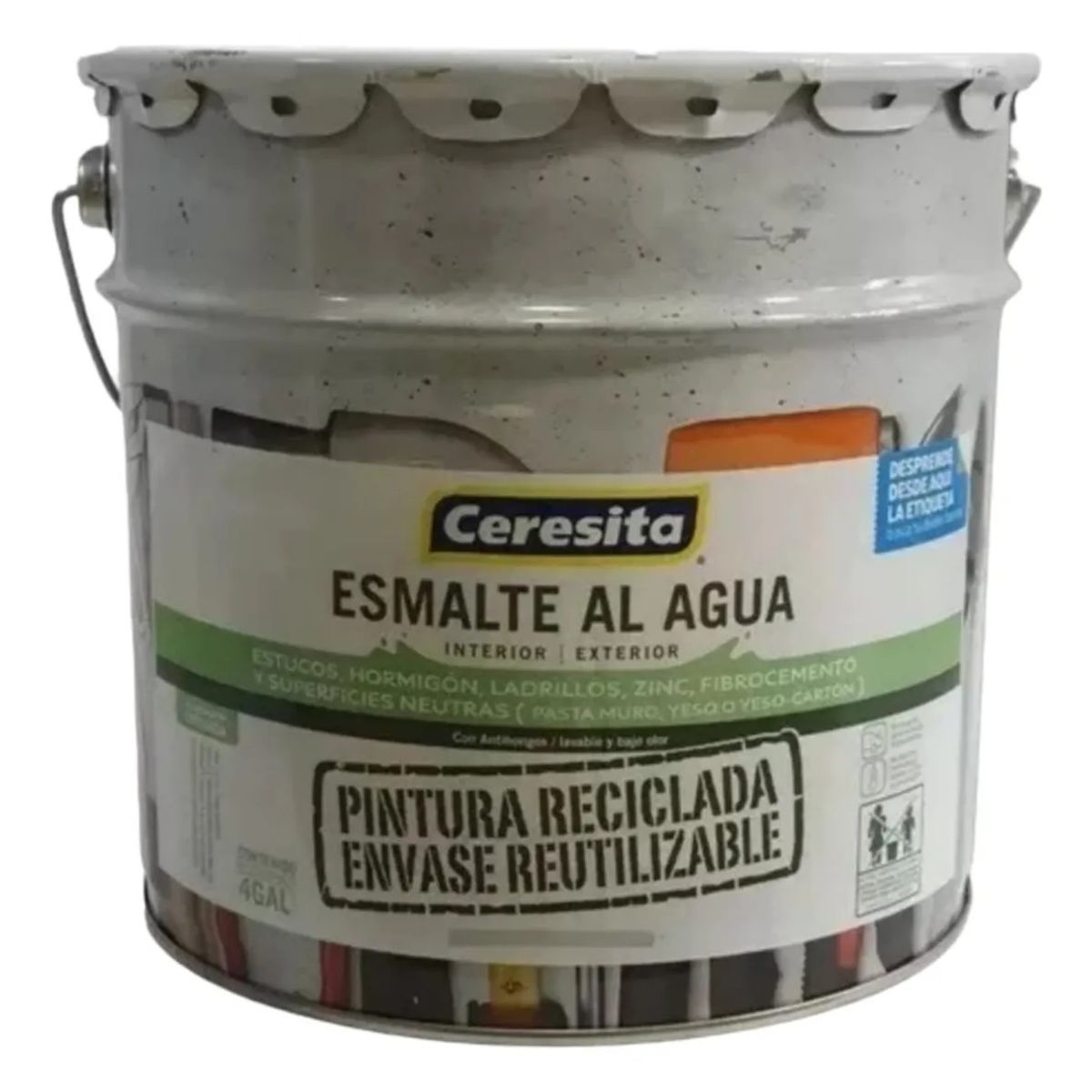 CERESITA - ESMALTE AL AGUA SATINADO RECICLADO CERESITA BLANCO 4 GL