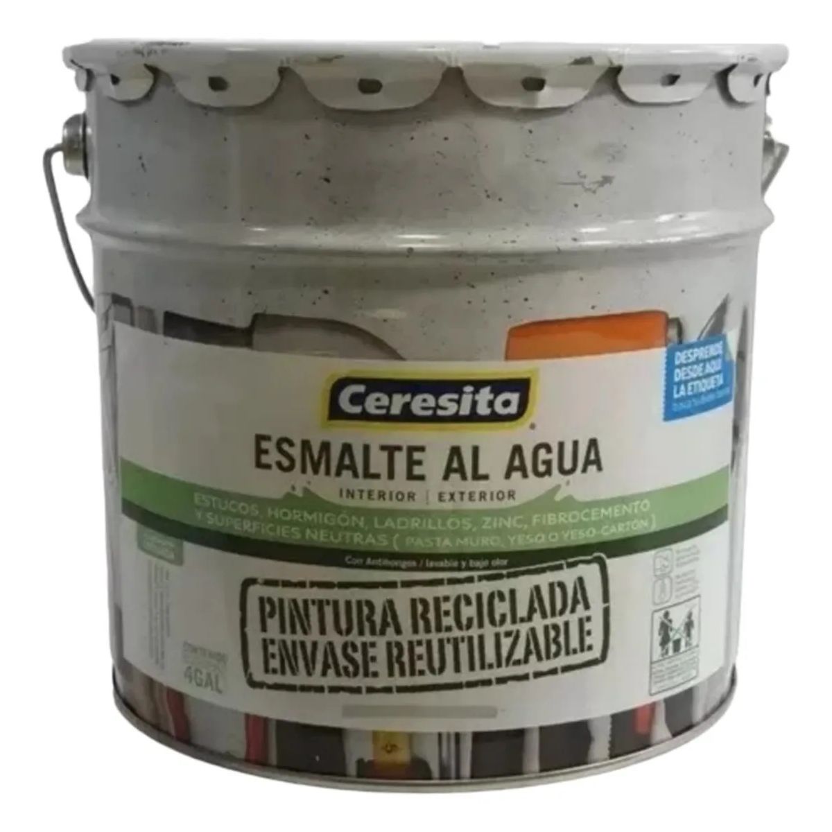 CERESITA - ESMALTE AL AGUA SATINADO RECICLADO CERESITA BLANCO 4 GL