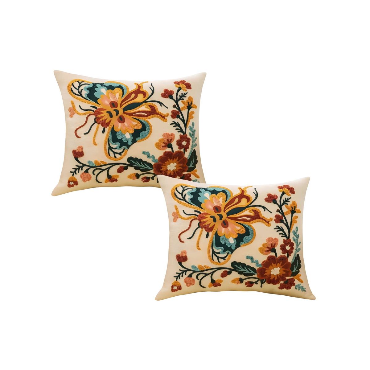 GENERICO - PACK DE 2 FUNDAS DE COJIN BORDADAS 45X45 BEIGE 01