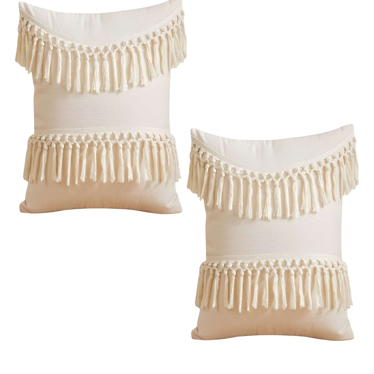 GENERICO - PACK DE 2 FUNDAS DE COJIN FLECO LINO 45X45 BEIGE 01