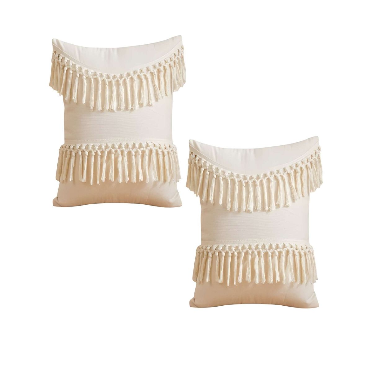 GENERICO - PACK DE 2 FUNDAS DE COJIN FLECO LINO 45X45 BEIGE 01