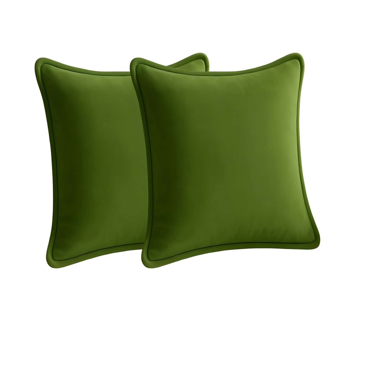 GENERICO - PACK DE 2 FUNDAS DE COJIN LISA CON BORDE 45X45 VERDE