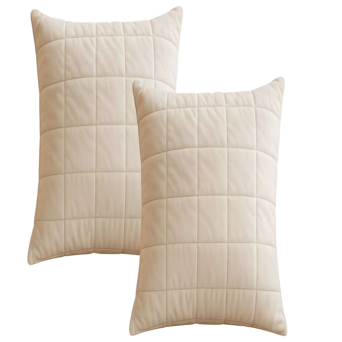 GENERICO - PACK DE 2 FUNDAS DE COJIN TERCIOPELO GRID 45X45 BEIGE