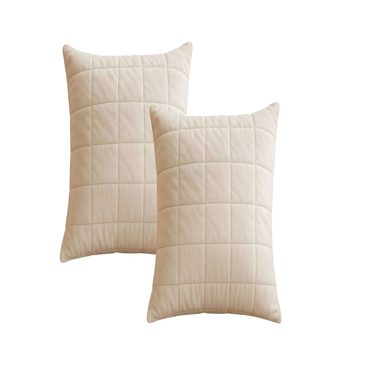 GENERICO - PACK DE 2 FUNDAS DE COJIN TERCIOPELO GRID 45X45 BEIGE