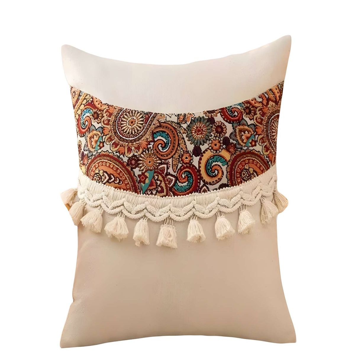 GENERICO - PACK DE 4 FUNDAS DE COJIN LINO MANDALA 45X45 BEIGE 04