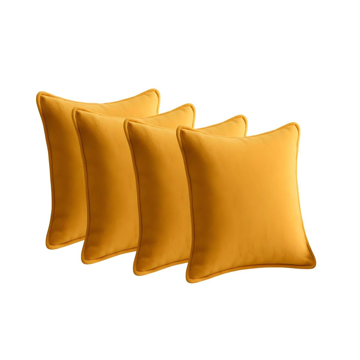 GENERICO - PACK DE 4 FUNDAS DE COJIN LISA CON BORDE 45X45 AMARILLO