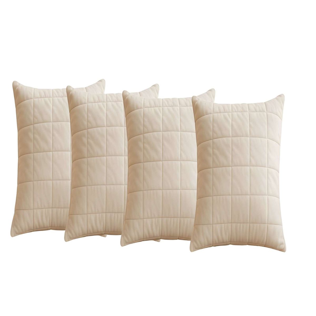 GENERICO - PACK DE 4 FUNDAS DE COJIN TERCIOPELO GRID 45X45 BEIGE