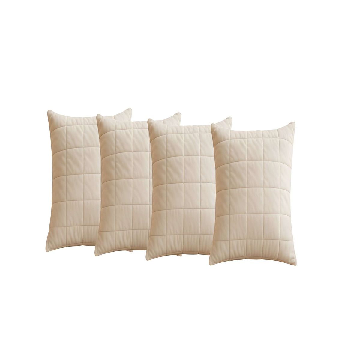 GENERICO - PACK DE 4 FUNDAS DE COJIN TERCIOPELO GRID 45X45 BEIGE
