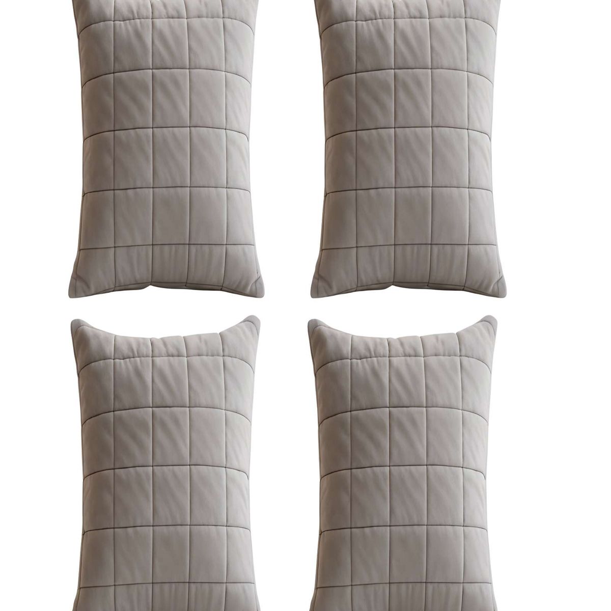 GENERICO - PACK DE 4 FUNDAS DE COJIN TERCIOPELO GRID 45X45 GRIS