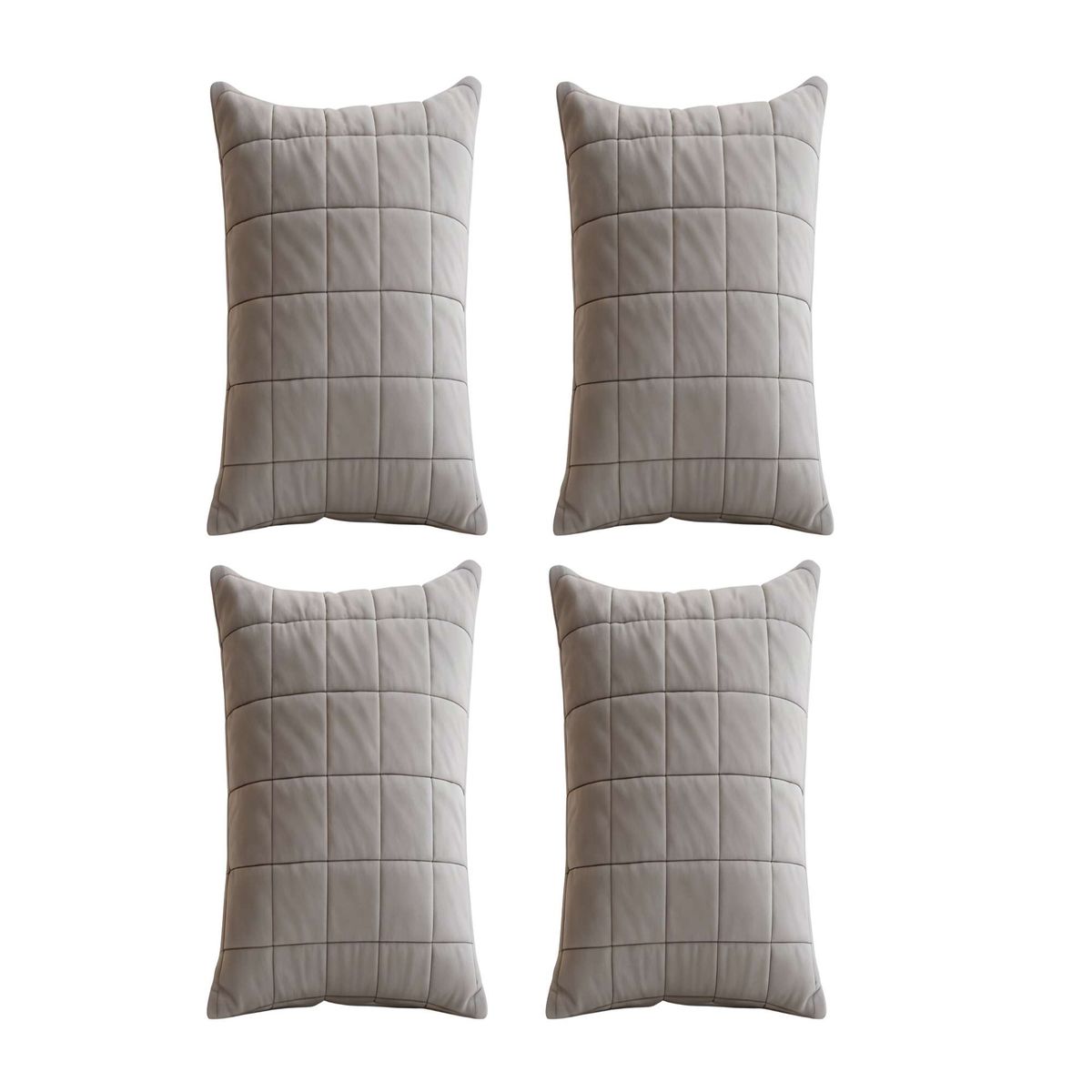 GENERICO - PACK DE 4 FUNDAS DE COJIN TERCIOPELO GRID 45X45 GRIS