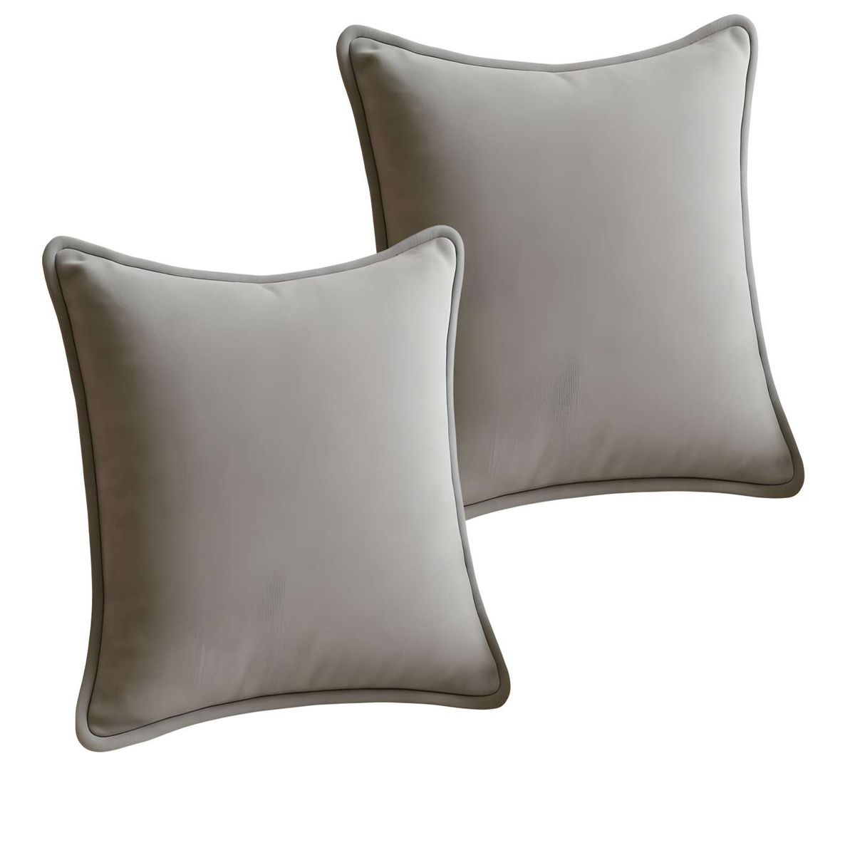 GENERICO - JUEGO DE 2 FUNDAS DE COJIN LISA CON BORDE 45X45 GRIS