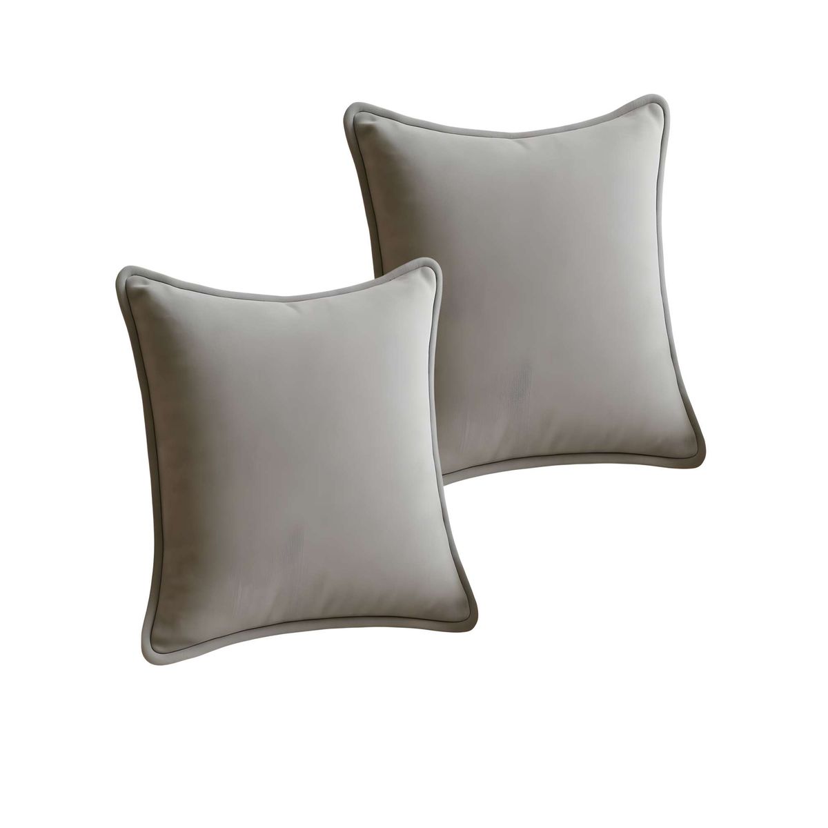 GENERICO - JUEGO DE 2 FUNDAS DE COJIN LISA CON BORDE 45X45 GRIS