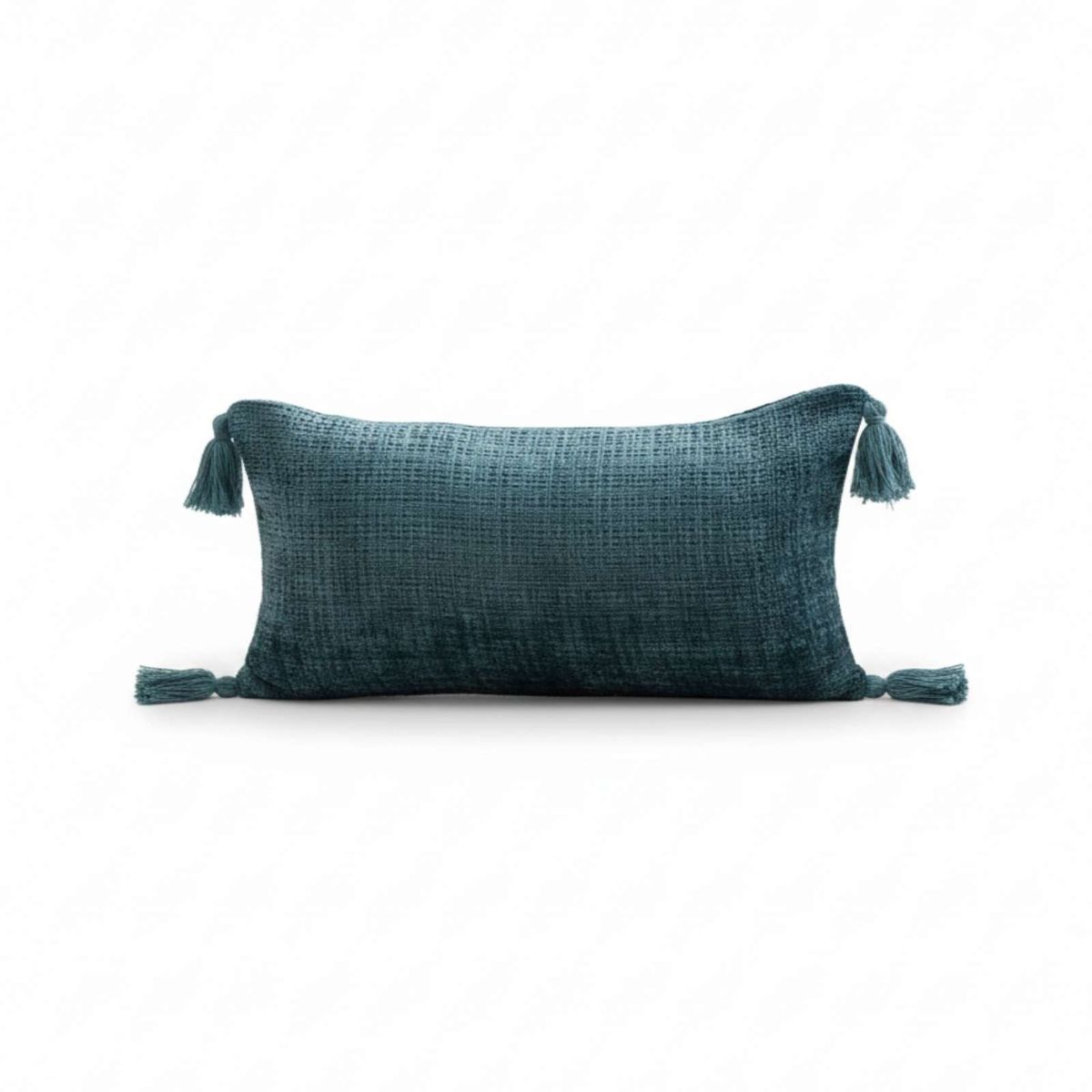 GENERICO - JUEGO DE 4 FUNDAS DE COJIN CHENILLE CON BORLAS 30X50 VERDE