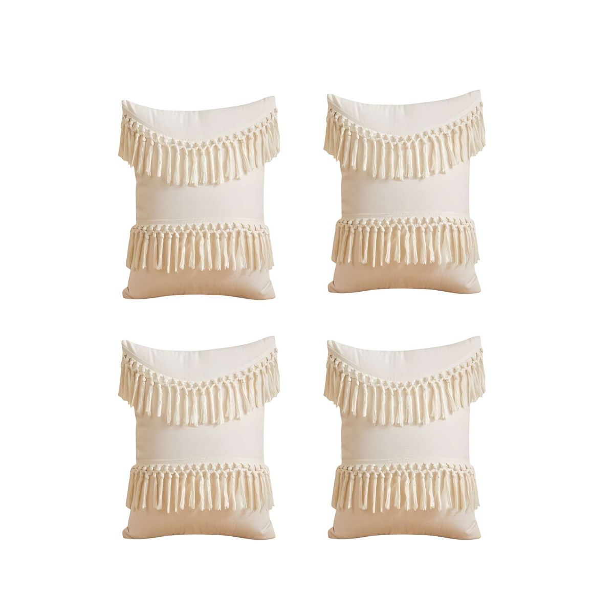 GENERICO - JUEGO DE 4 FUNDAS DE COJIN FLECO LINO 45X45 BEIGE 01