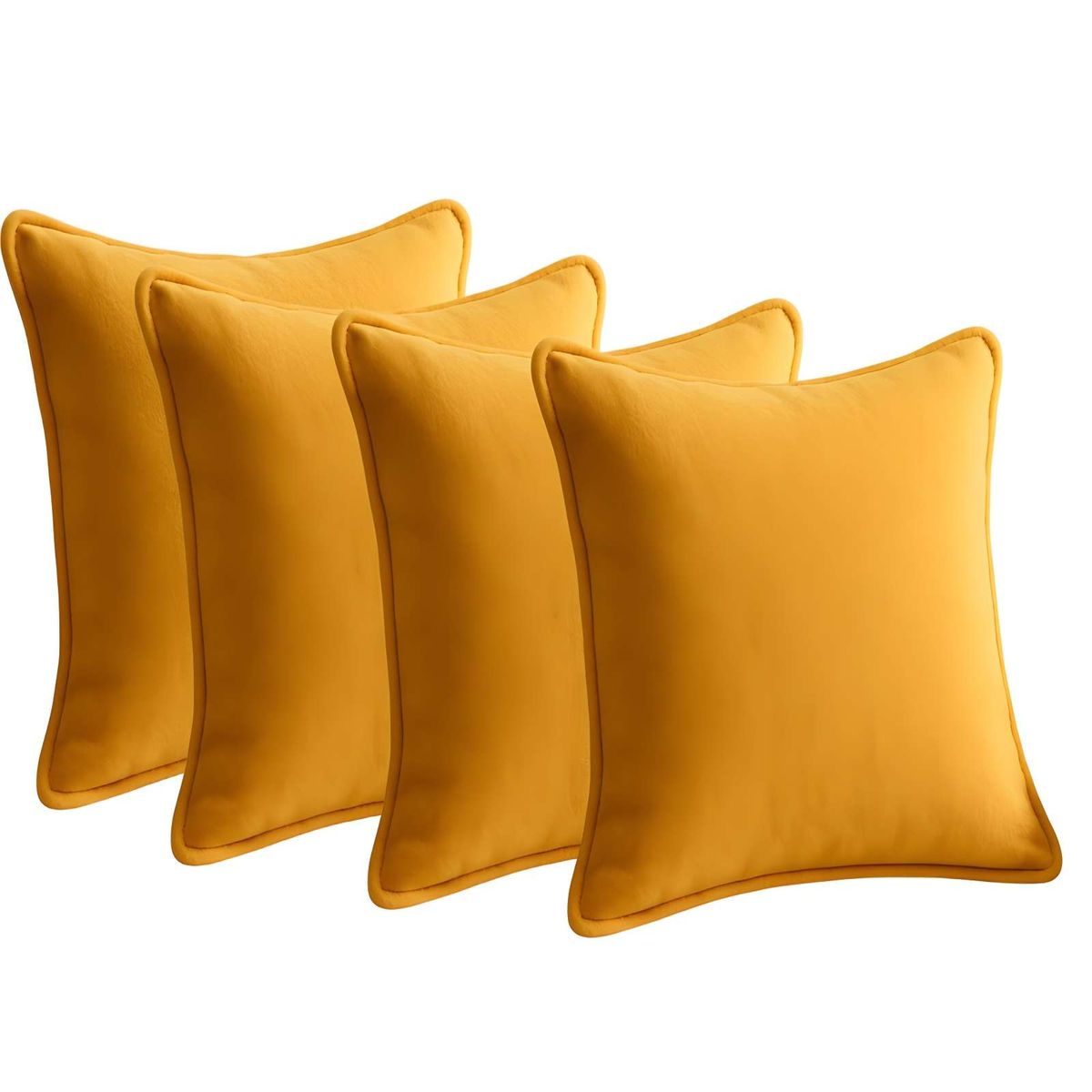 GENERICO - JUEGO DE 4 FUNDAS DE COJIN LISA CON BORDE 45X45 AMARILLO