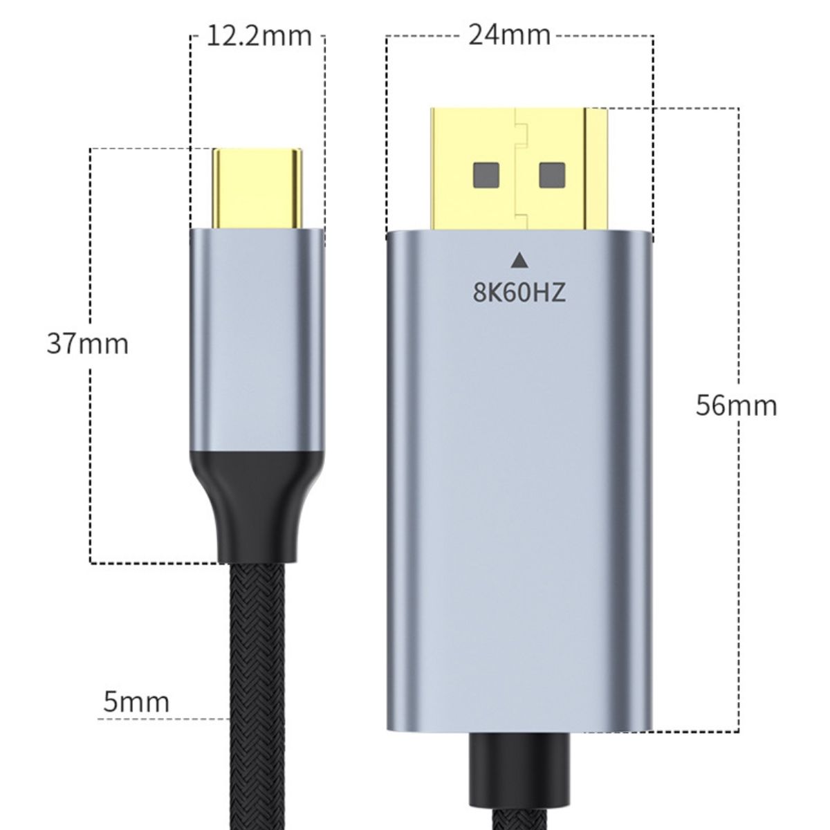 KINDA NICE - Cable Adaptador USB-C a DisplayPort 1.4 de 2m Soporta 8K