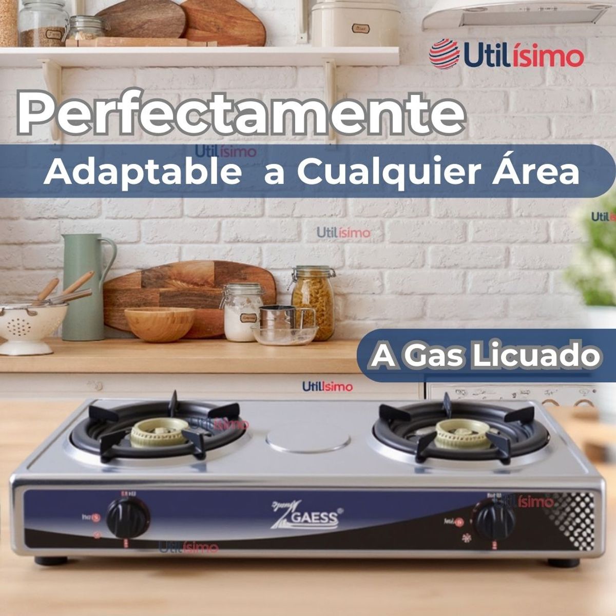 LINE - Cocina Encimera a Gas Licuado 2 Platos Cocinilla Plateado