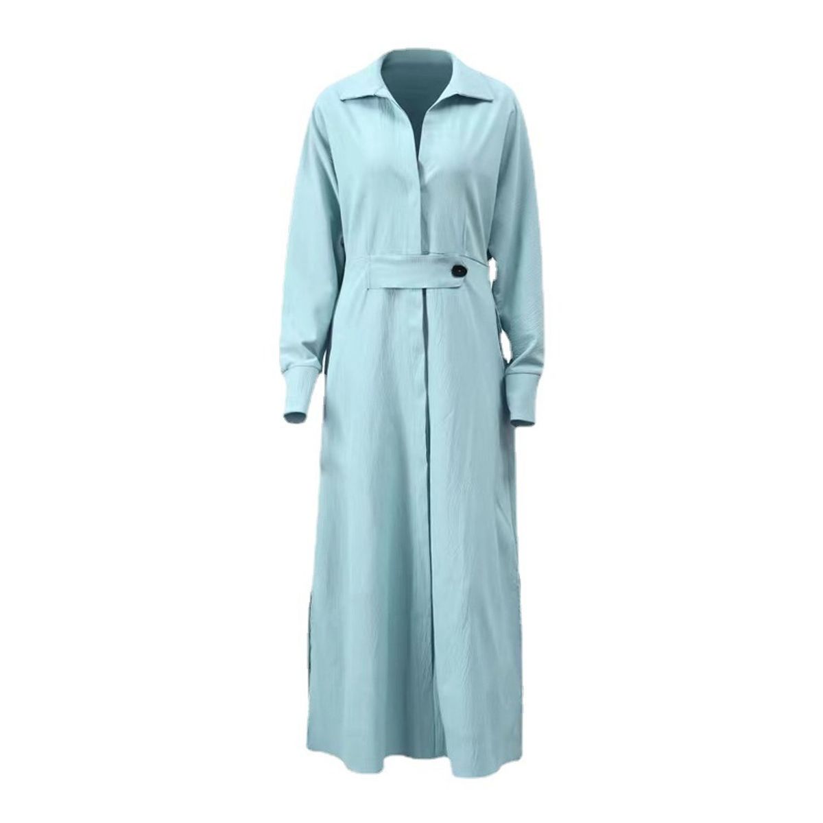 TIOZONEY - Vestido largo de manga larga de color sólido