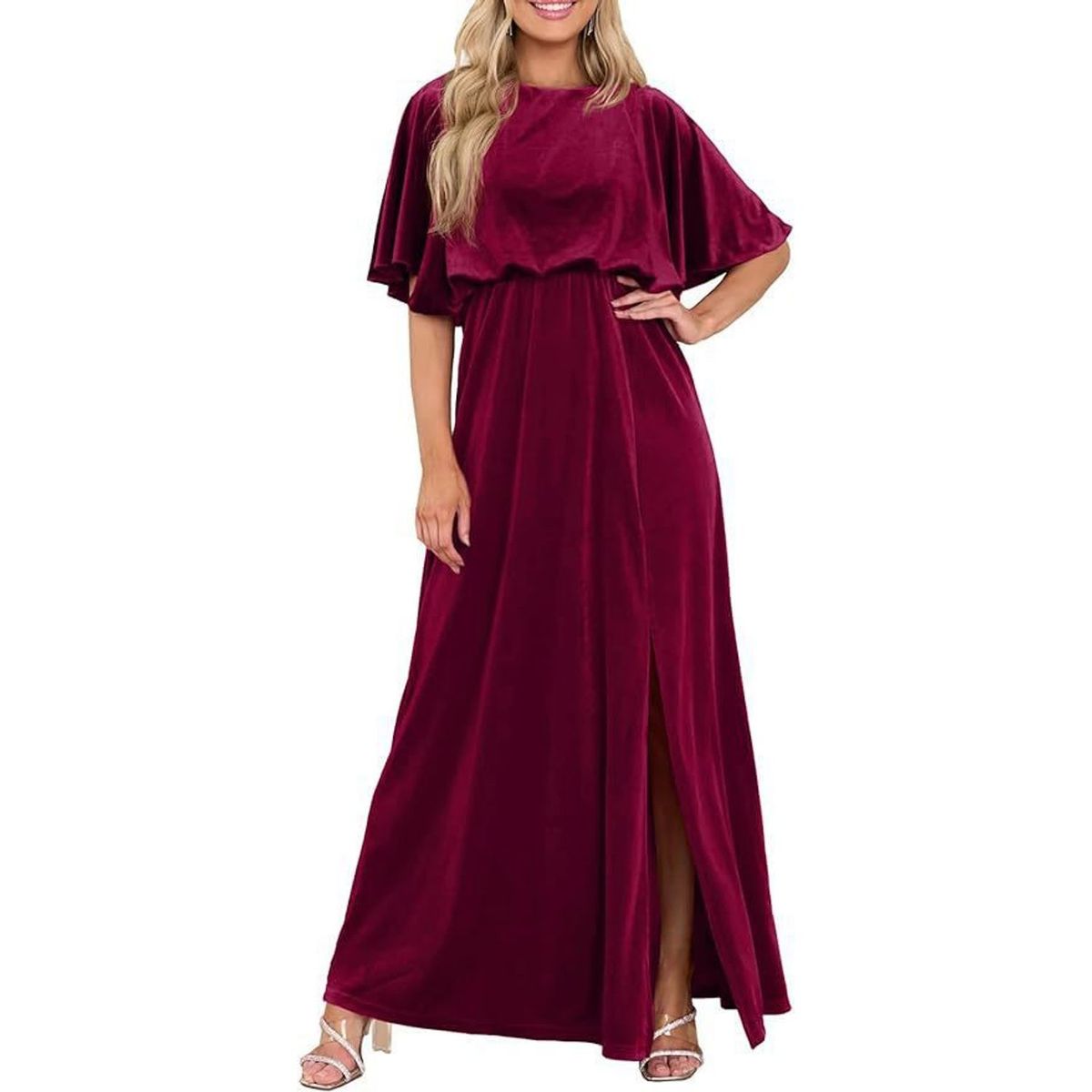 TIOZONEY - Vestido con mangas medias y abertura lateral